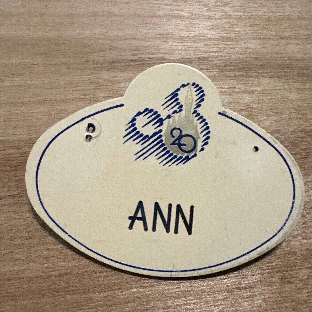 Vintage 90s Disney World Cast Member Name Badge Name Tag ANN  Mickey Prop 20 Yrs